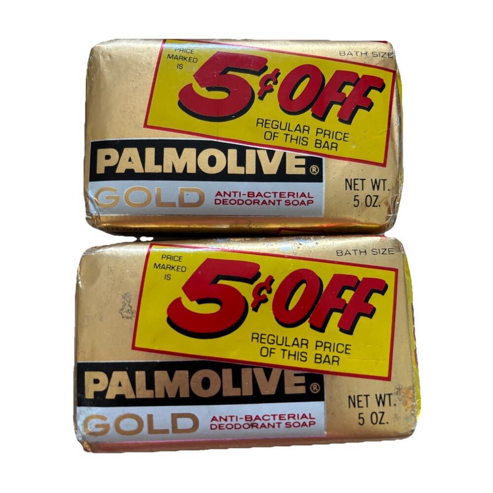 2 Palmolive Gold Bar Soap - New, In Wrapper / 1 Bar 3 1/2 oz Vintage Gold Foil